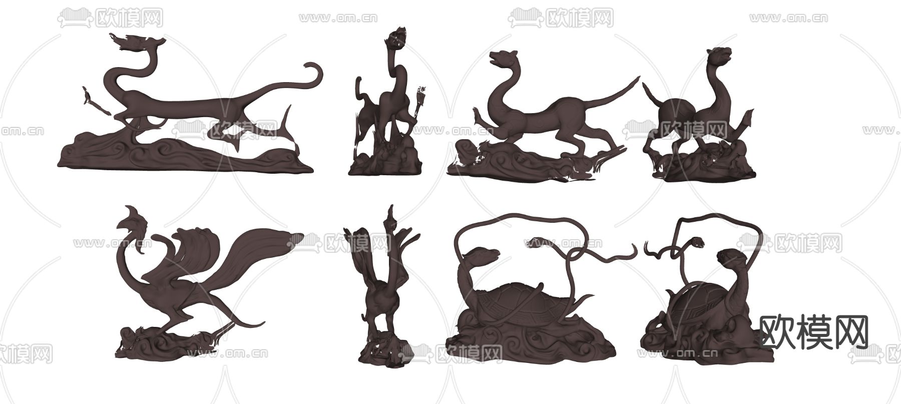 中式神兽雕塑su模型下载（渲染图2）