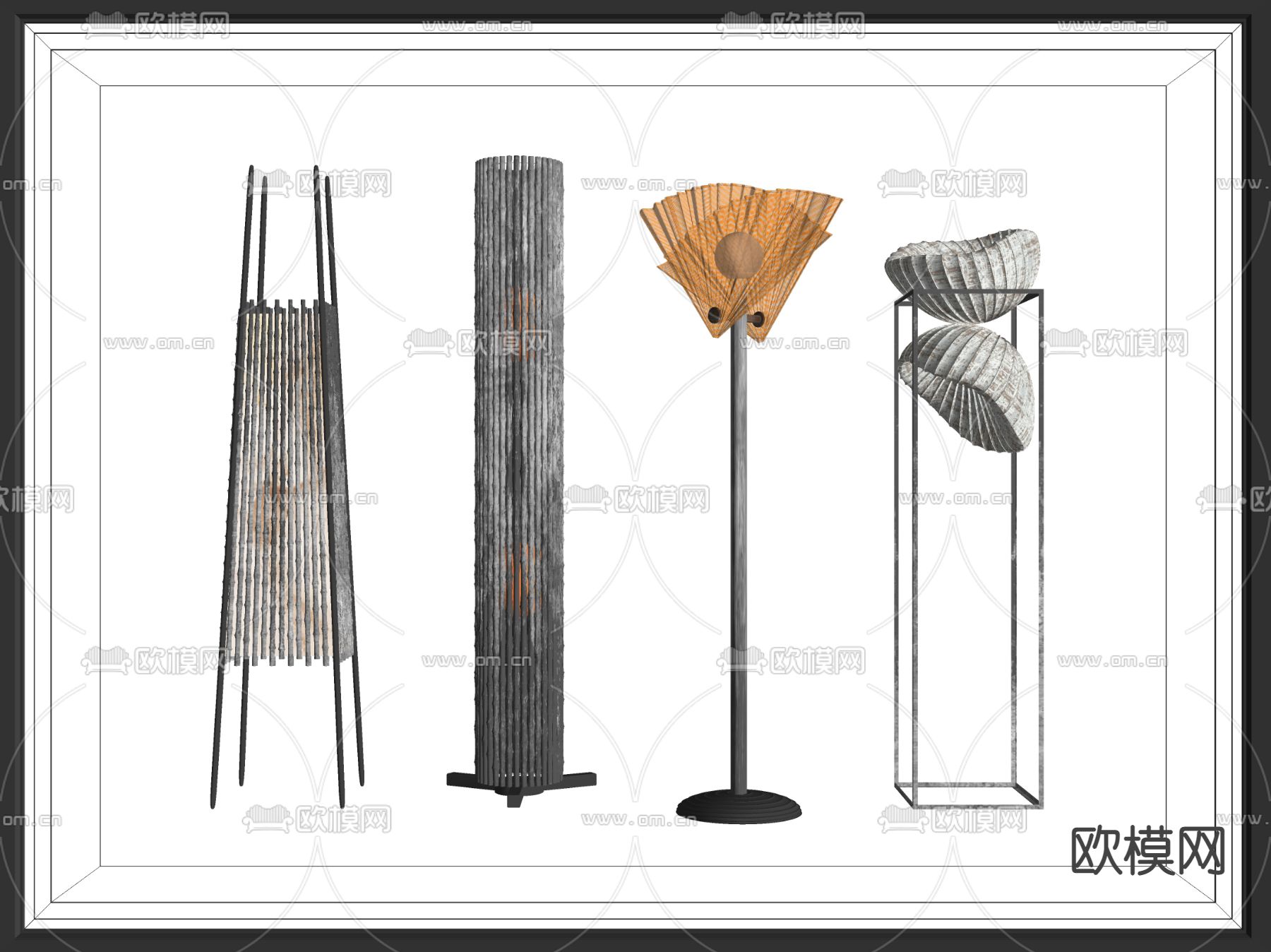 东南亚落地灯su模型下载（渲染图2）