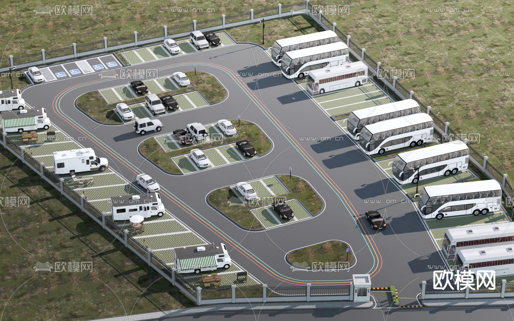 生态停车场su模型下载（渲染图1）