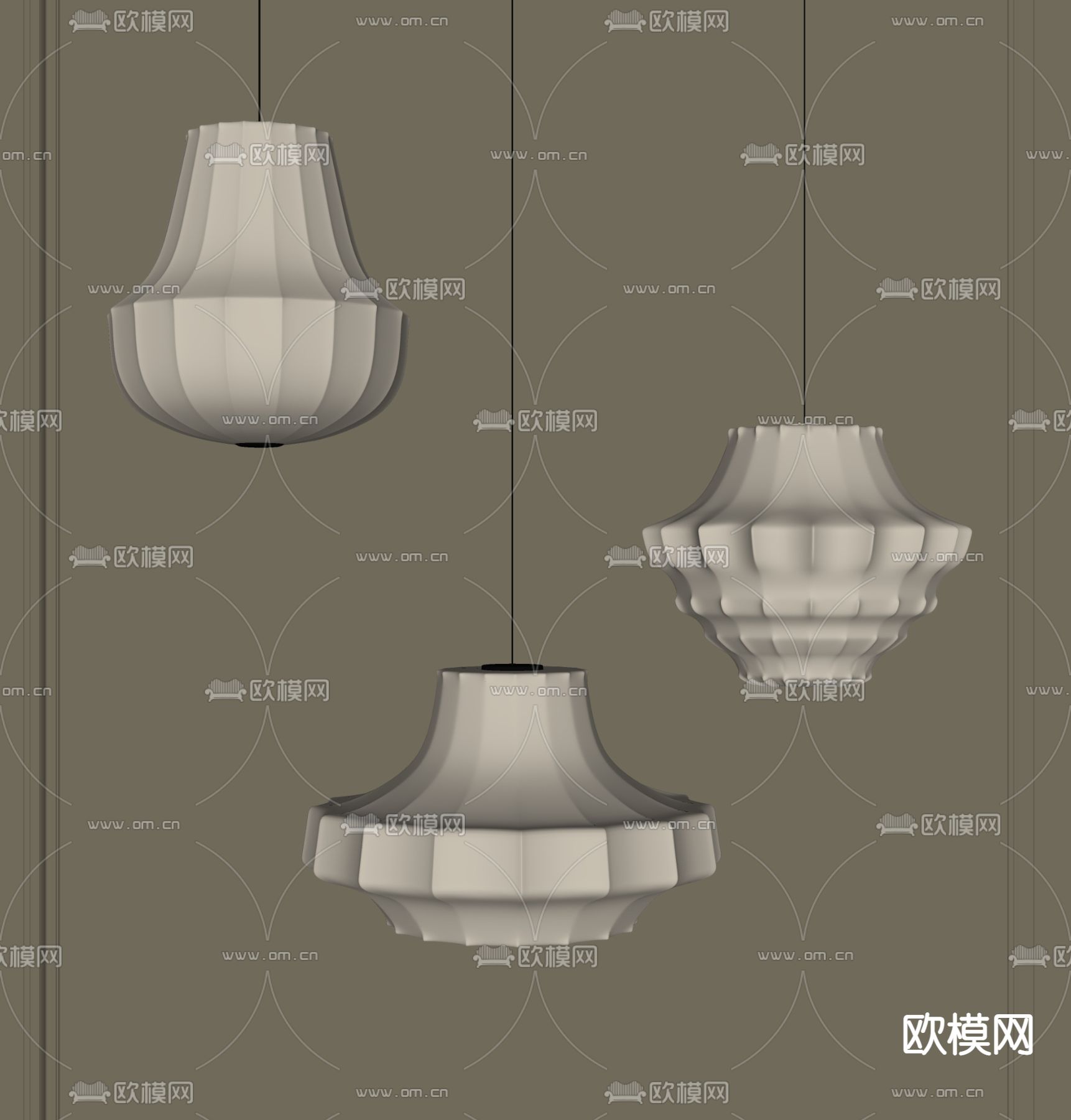 日式吊灯su模型下载（渲染图2）
