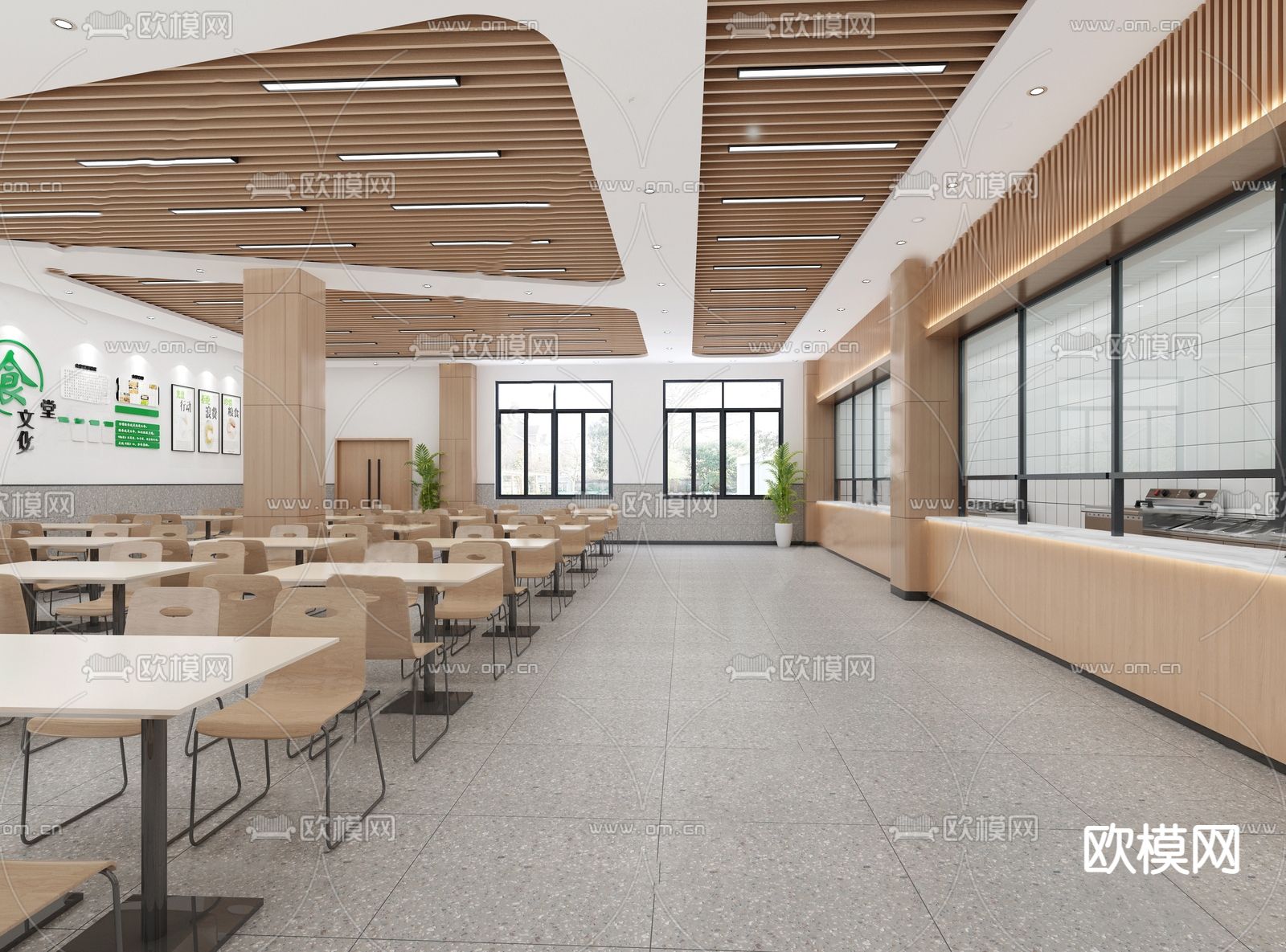 学校食堂 员工食堂su模型下载_ID14114668_sketchup模型下载-欧模网
