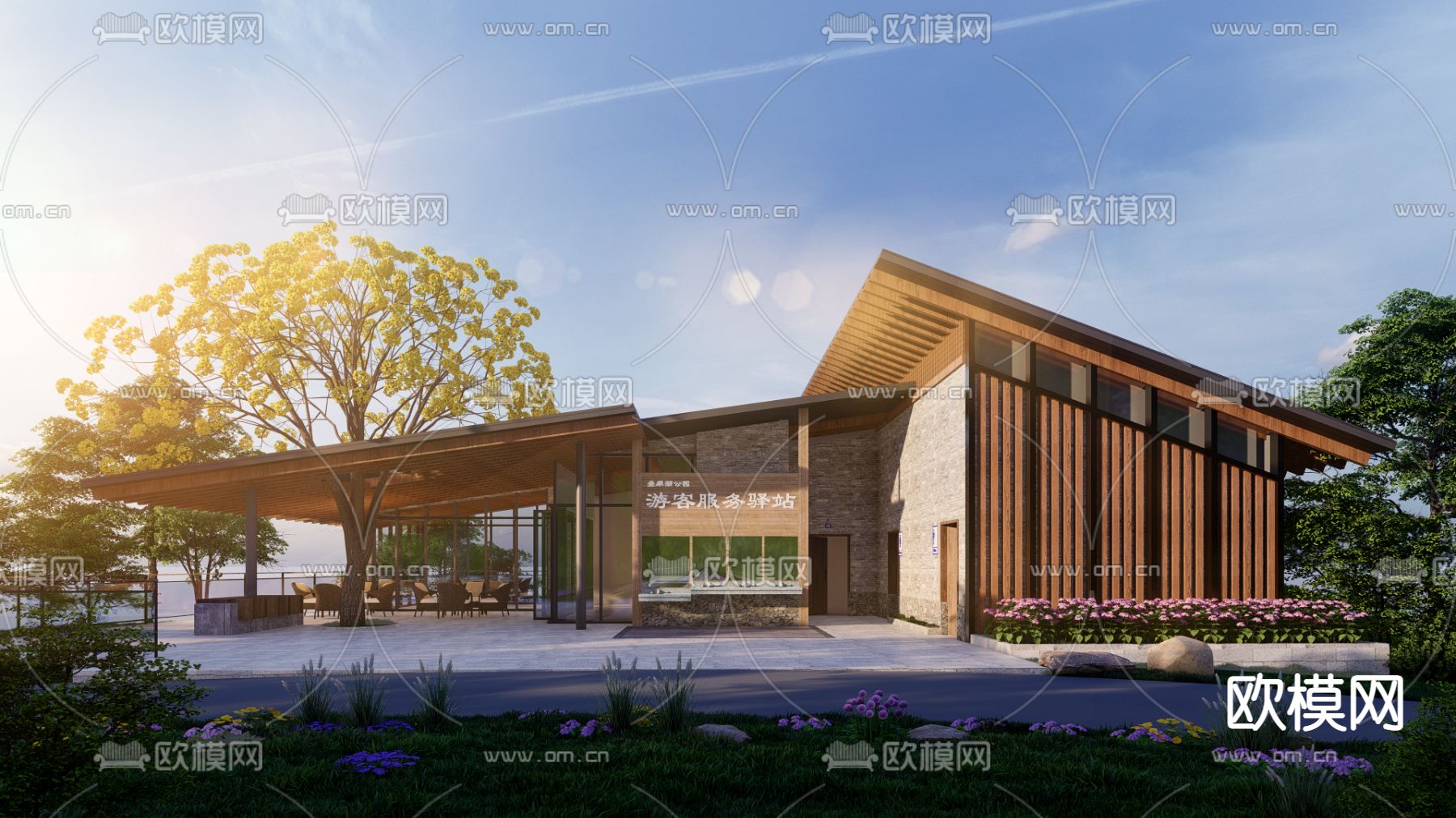 游客驿站 公共厕所su模型下载（渲染图1）