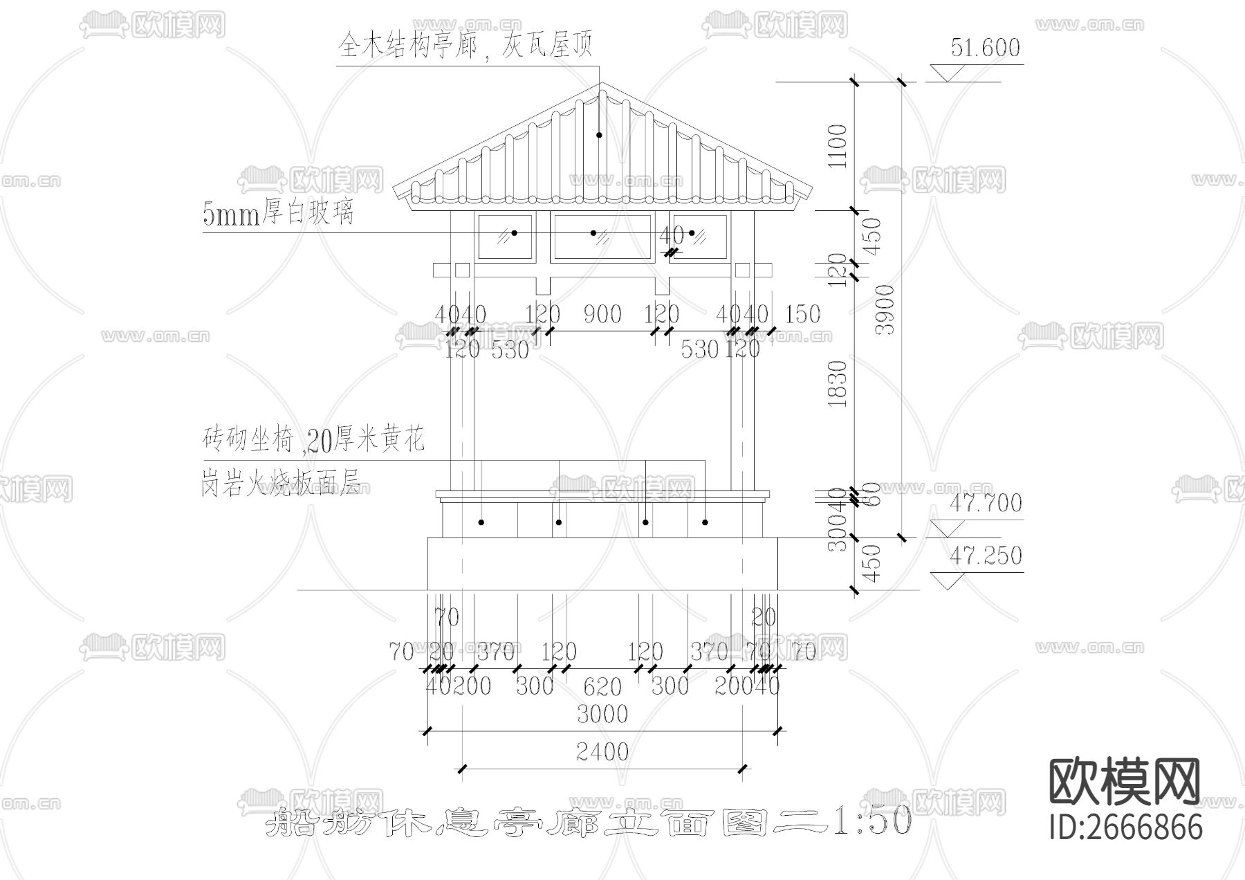 廊亭CAD节点大样下载（渲染图2）