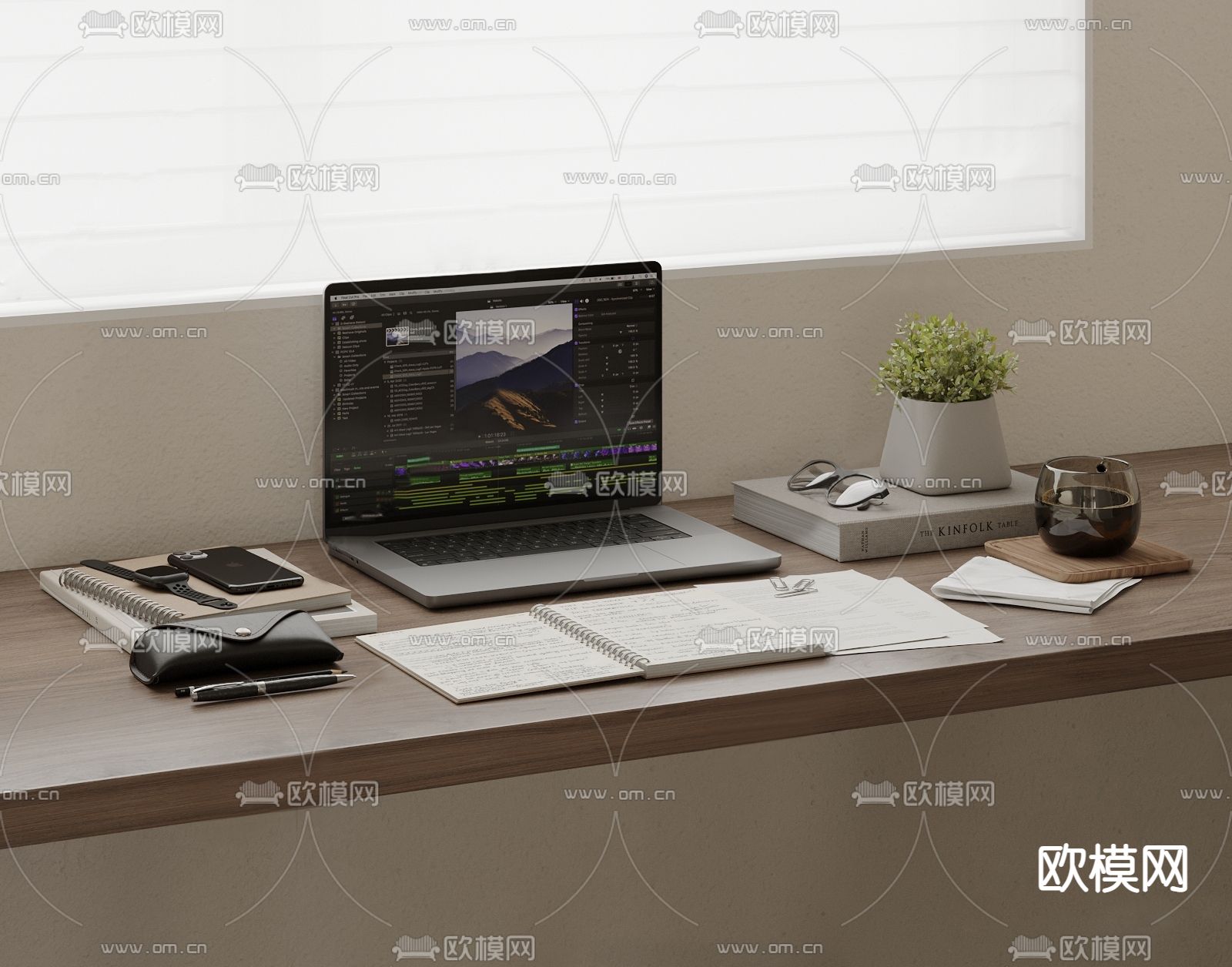 办公用品 电脑 笔记su模型下载（渲染图1）