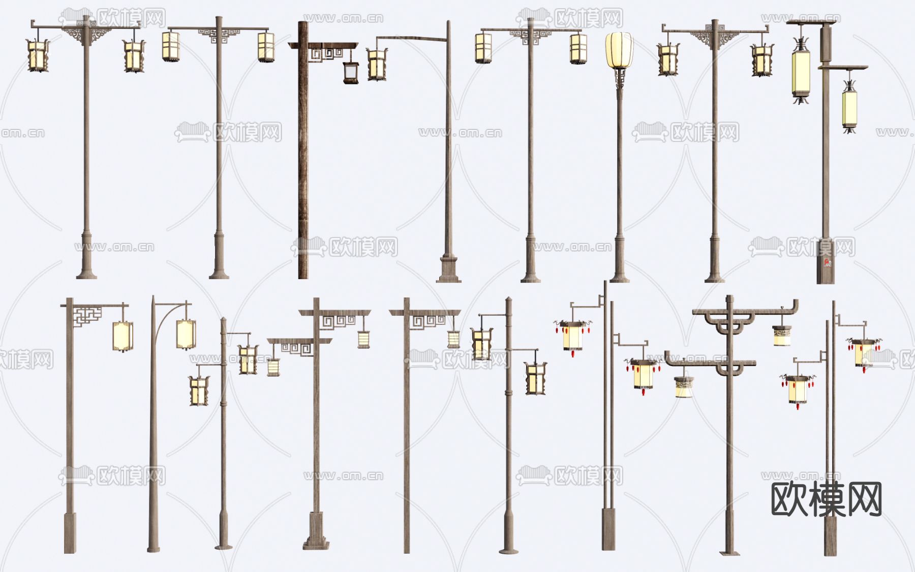 乡村路灯 高杆灯 庭院灯su模型下载（渲染图1）