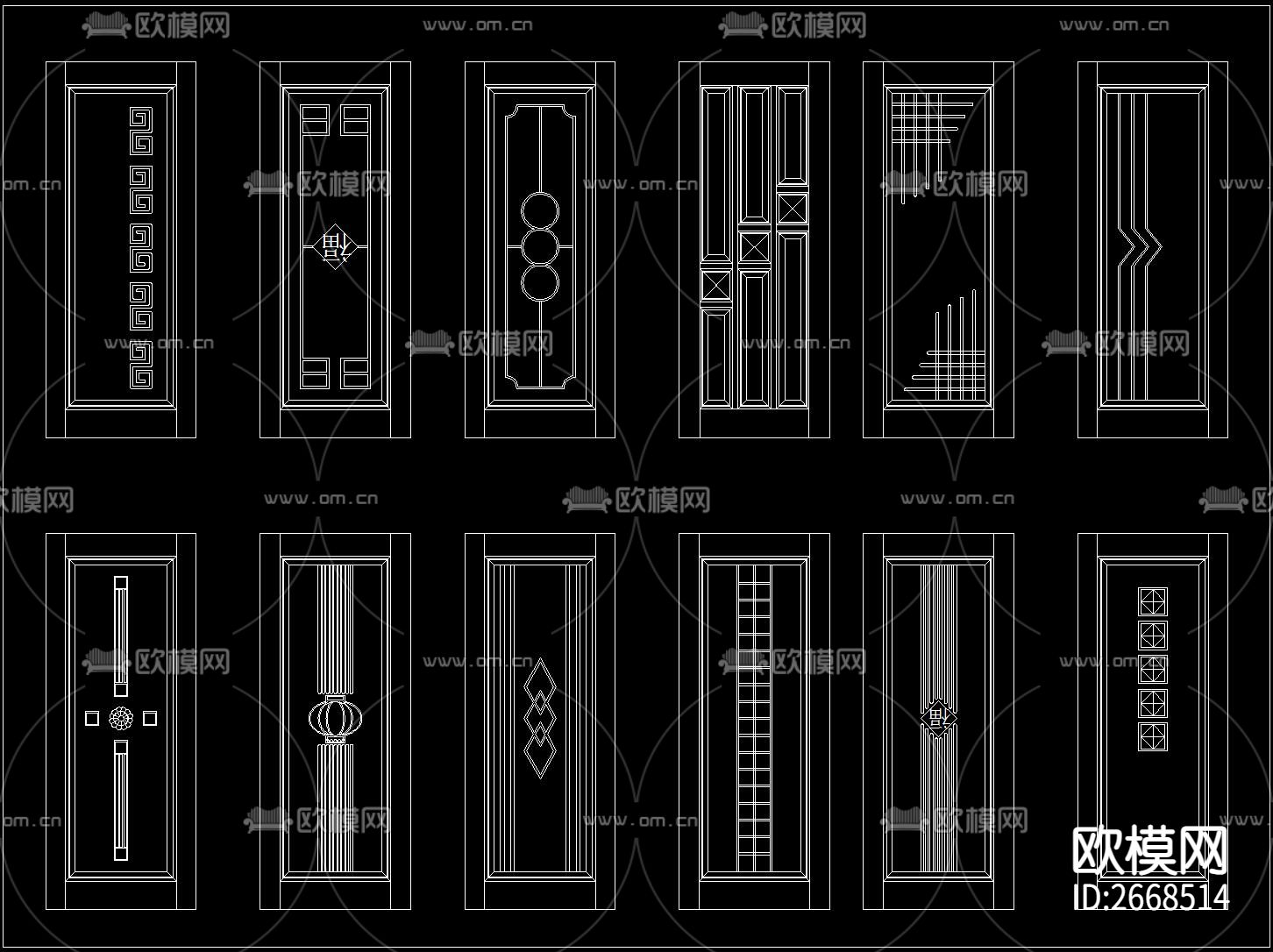 中式房门CAD图库下载（渲染图5）