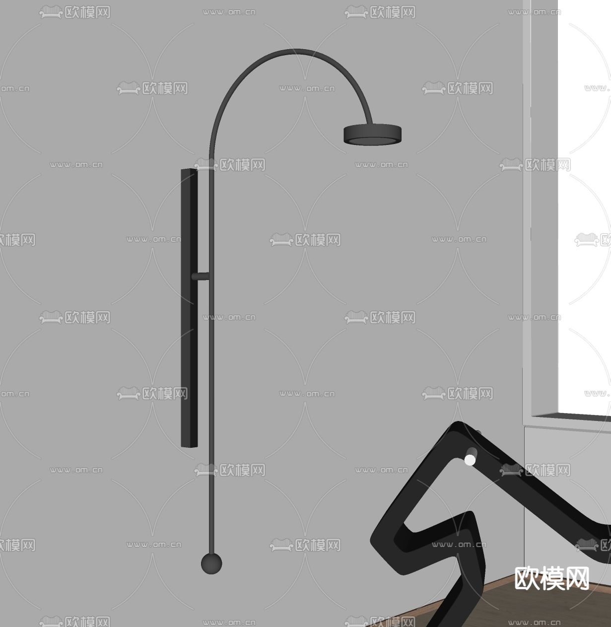 现代壁灯su模型下载（渲染图2）