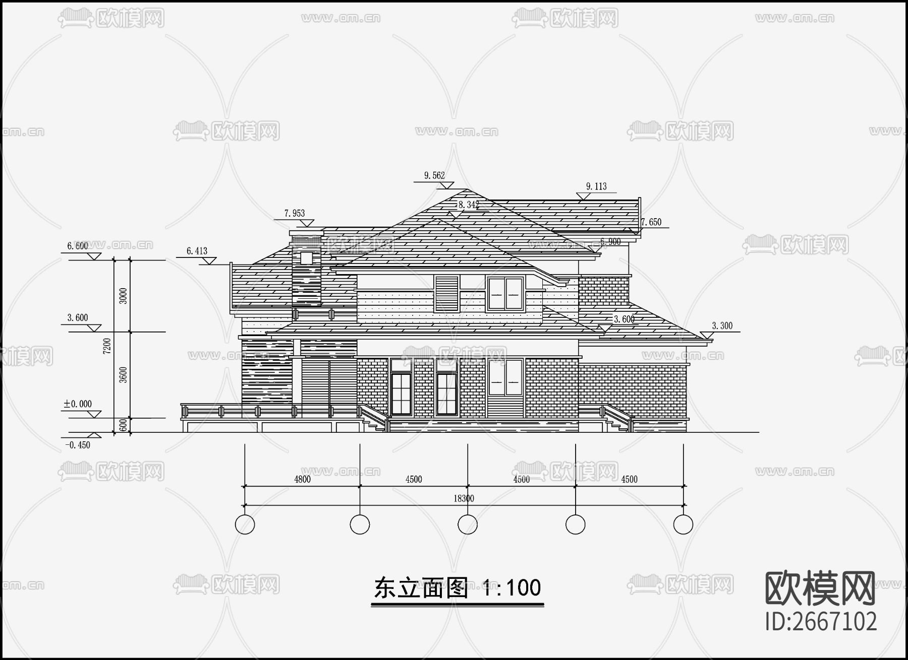 欧式别墅CAD施工图下载（渲染图4）