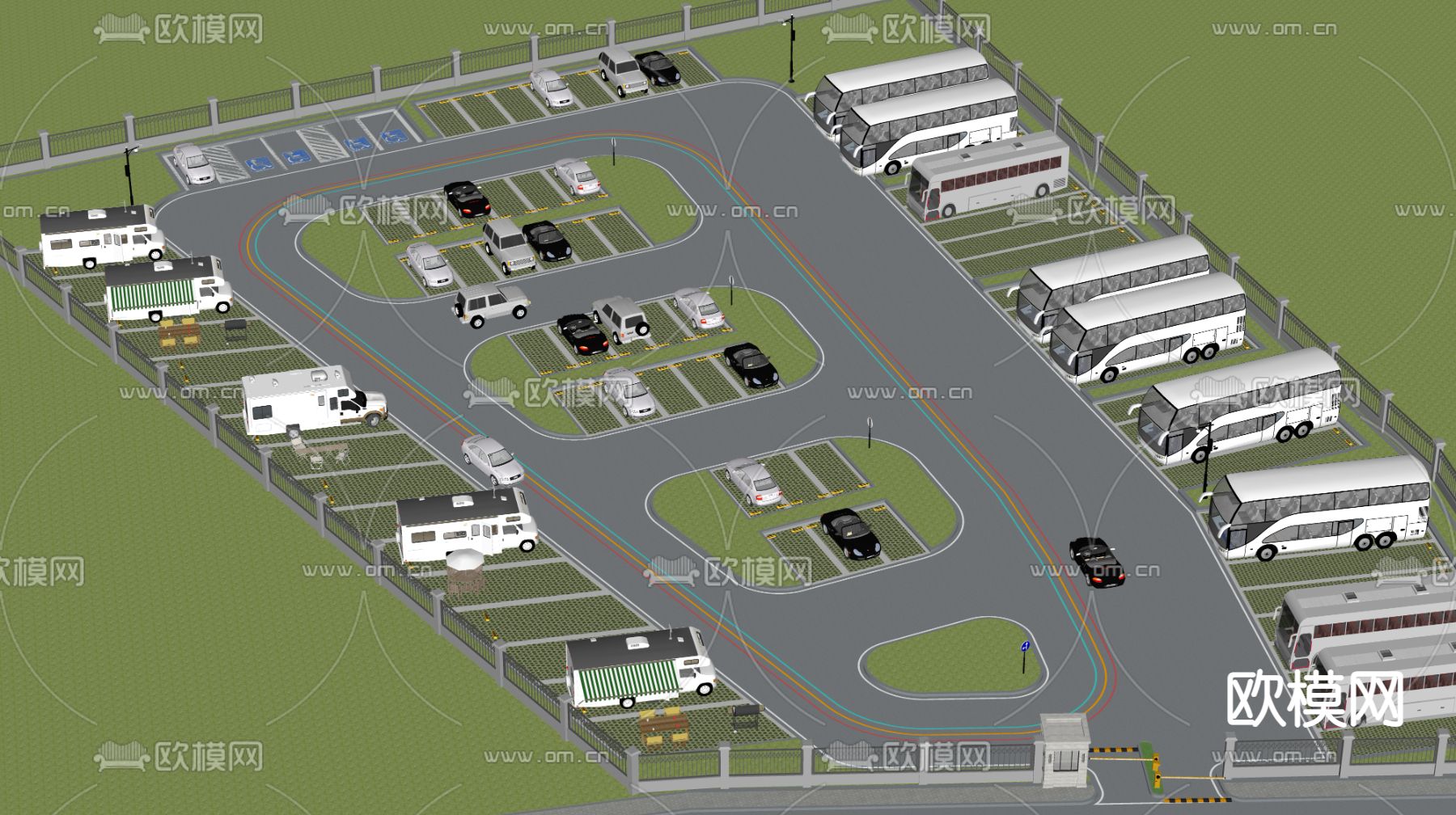 生态停车场su模型下载（渲染图3）