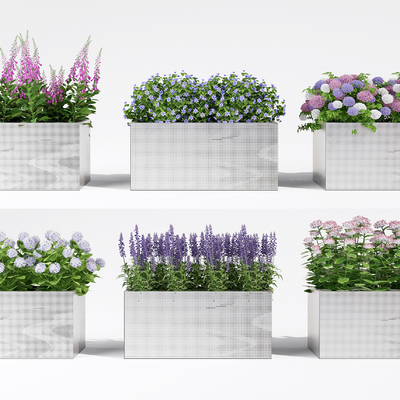  花草 花箱 花坛su模型 