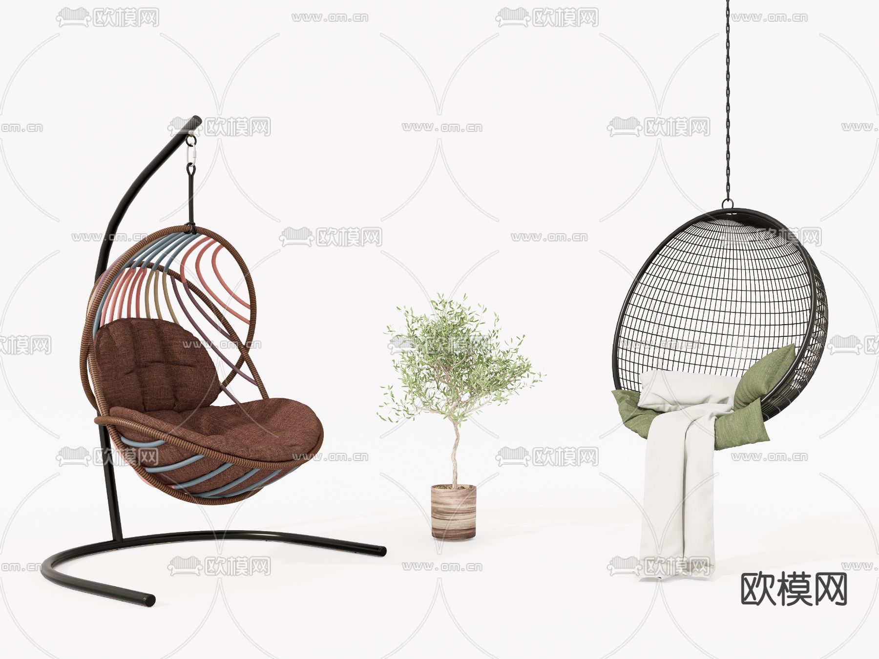 秋千椅 吊椅su模型下载（渲染图1）