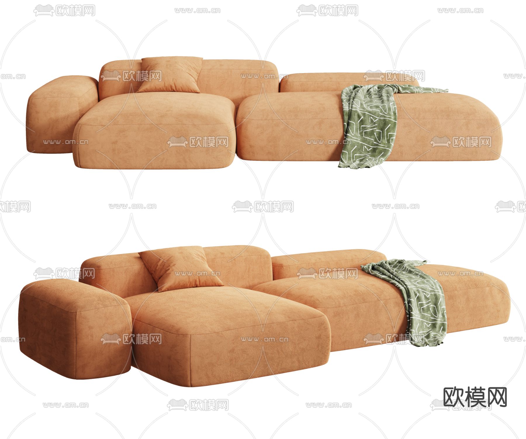 Baxter 转角沙发su模型下载（渲染图1）