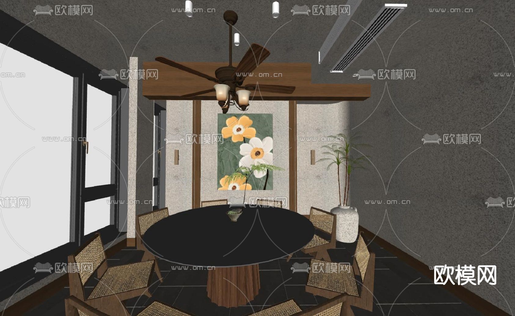 中餐厅包房 包间 包厢su模型