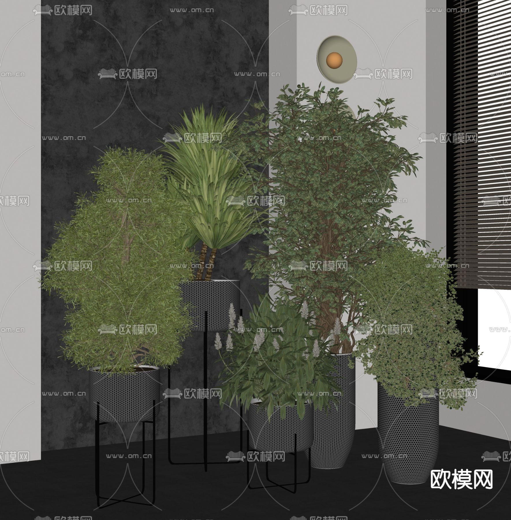 侘寂风盆栽 盆景su模型