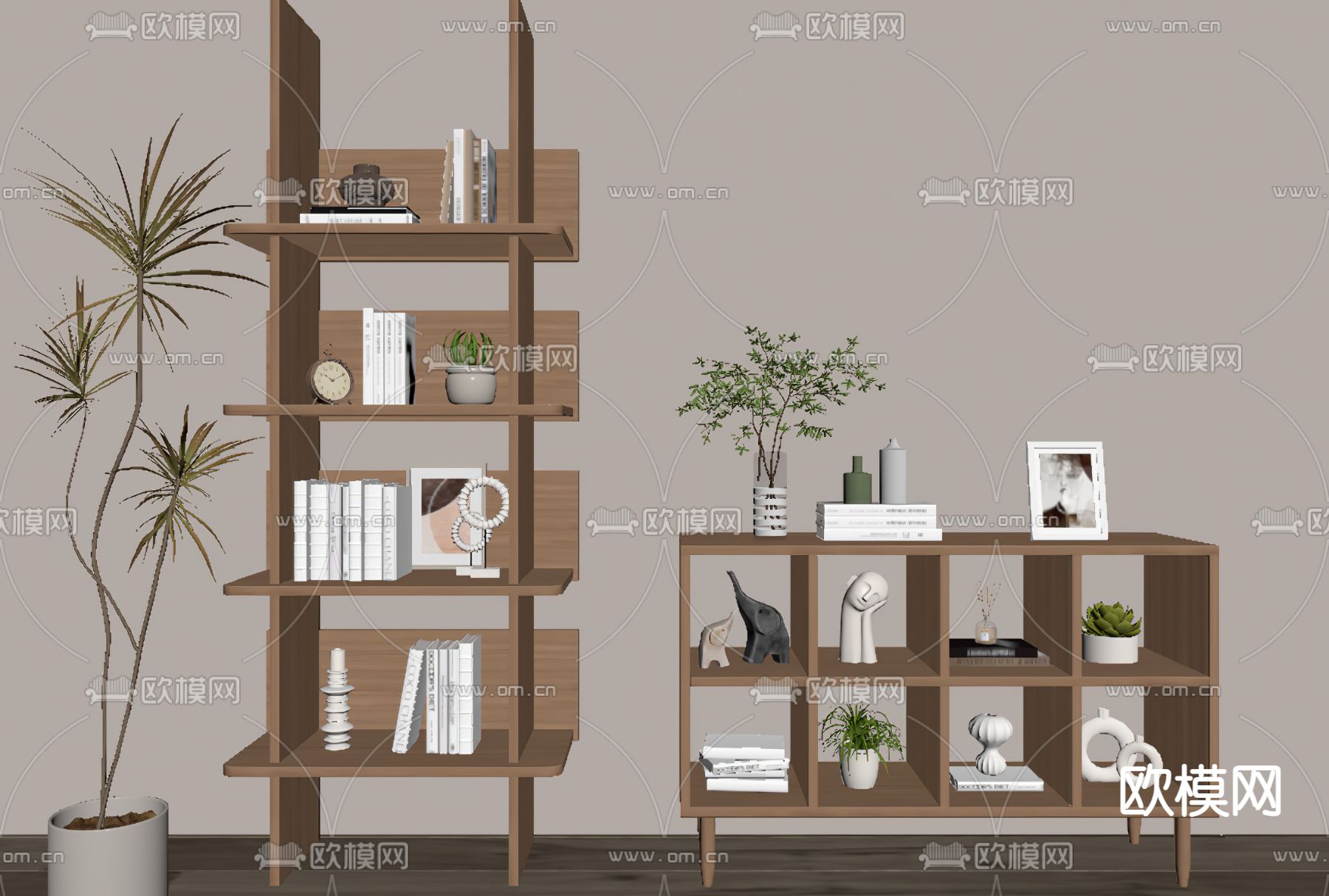 北欧书架 置物架su模型下载（渲染图2）