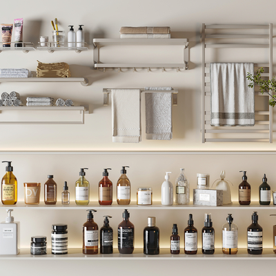  洗护用品 毛巾架 毛巾su模型 