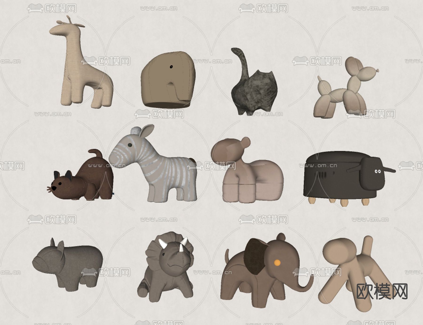 儿童玩具 毛绒玩具su模型下载（渲染图2）