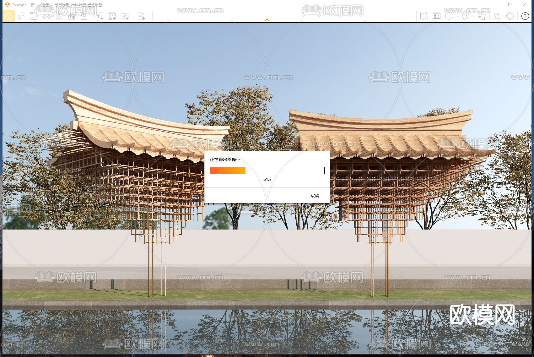 古建筑雕塑 屋檐su模型下载（渲染图2）