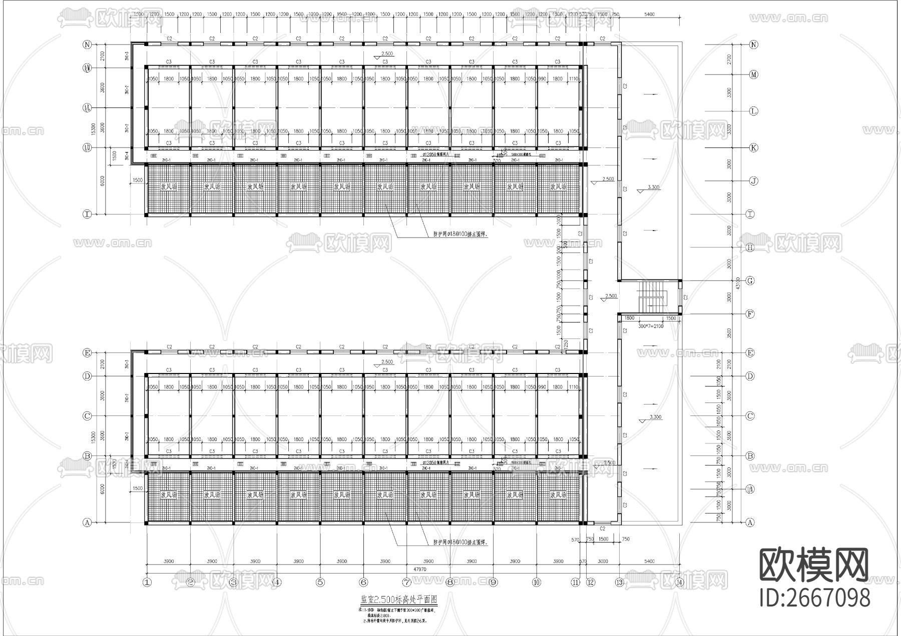 看守所CAD施工图下载（渲染图6）