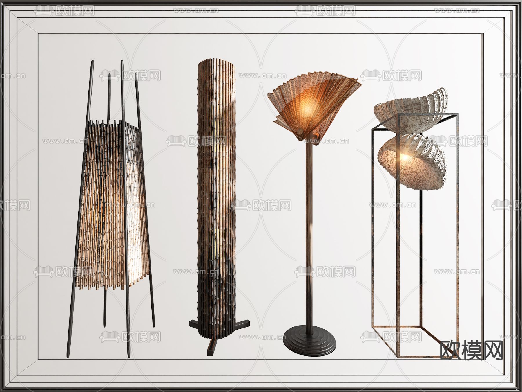 东南亚落地灯su模型下载（渲染图1）