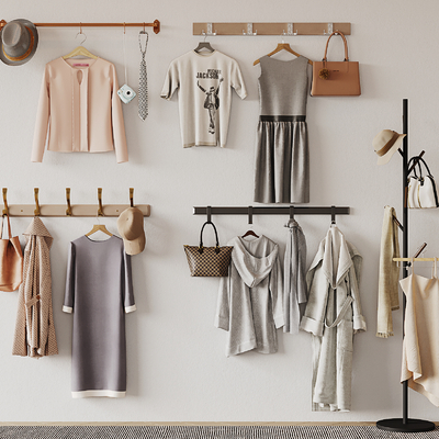  挂衣钩 衣服包包帽子 衣帽架su模型 