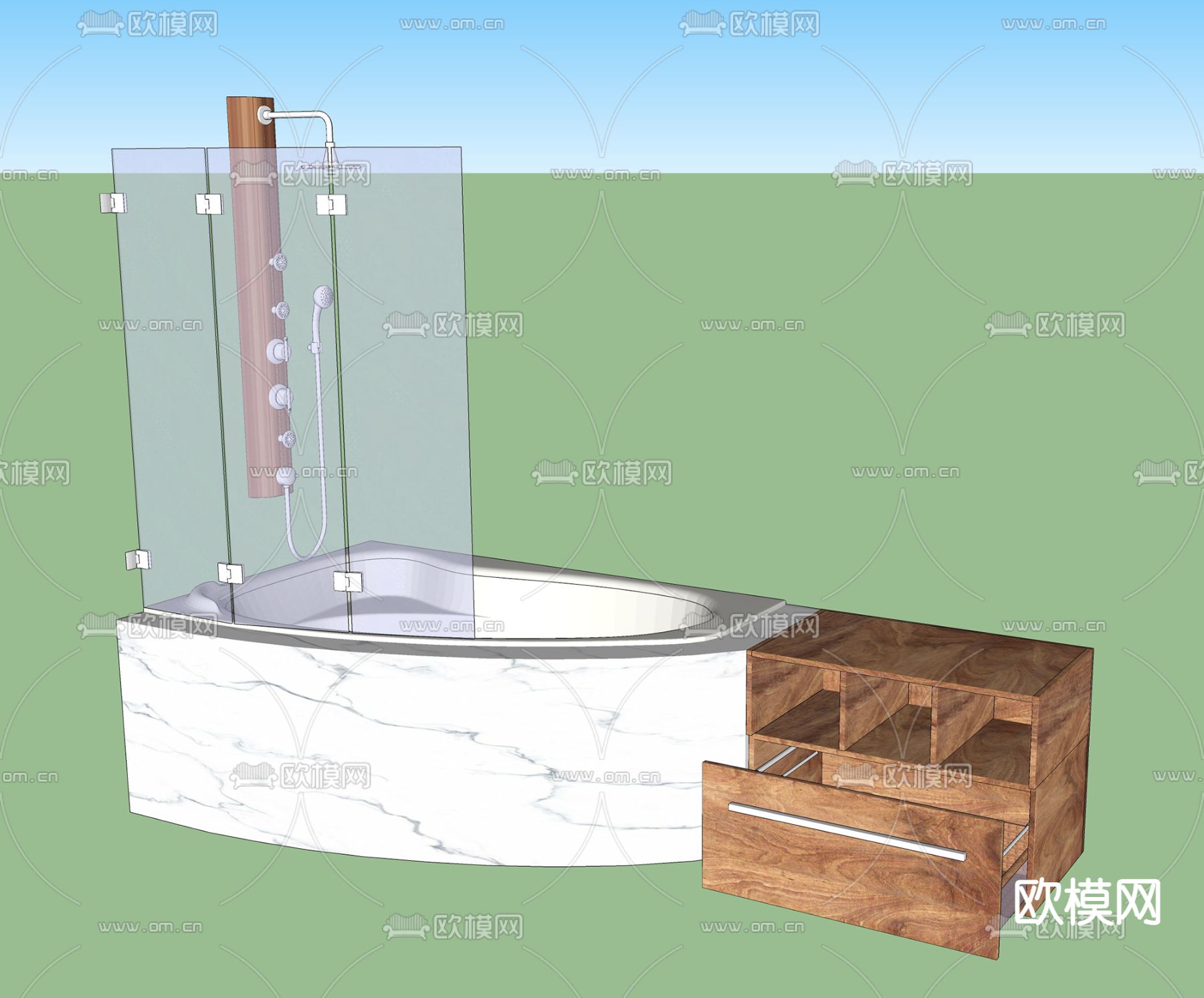 浴缸su模型下载（渲染图2）