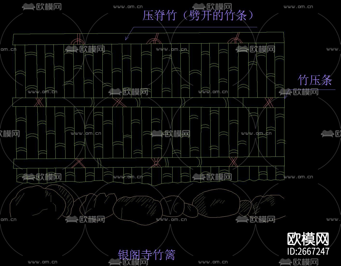 篱笆围栏CAD节点大样下载（渲染图3）