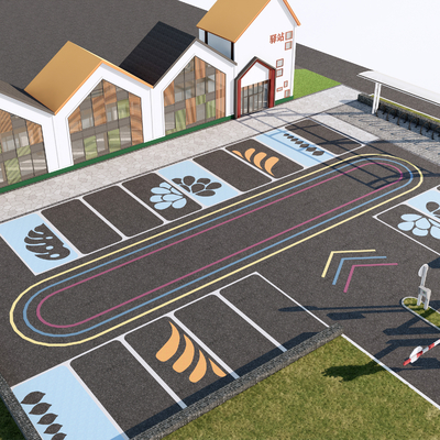  生态停车场su模型 