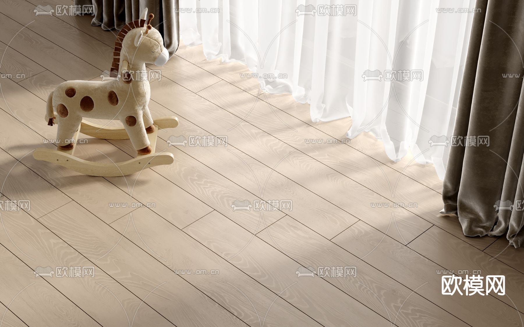 儿童摇椅 木地板su模型下载（渲染图1）
