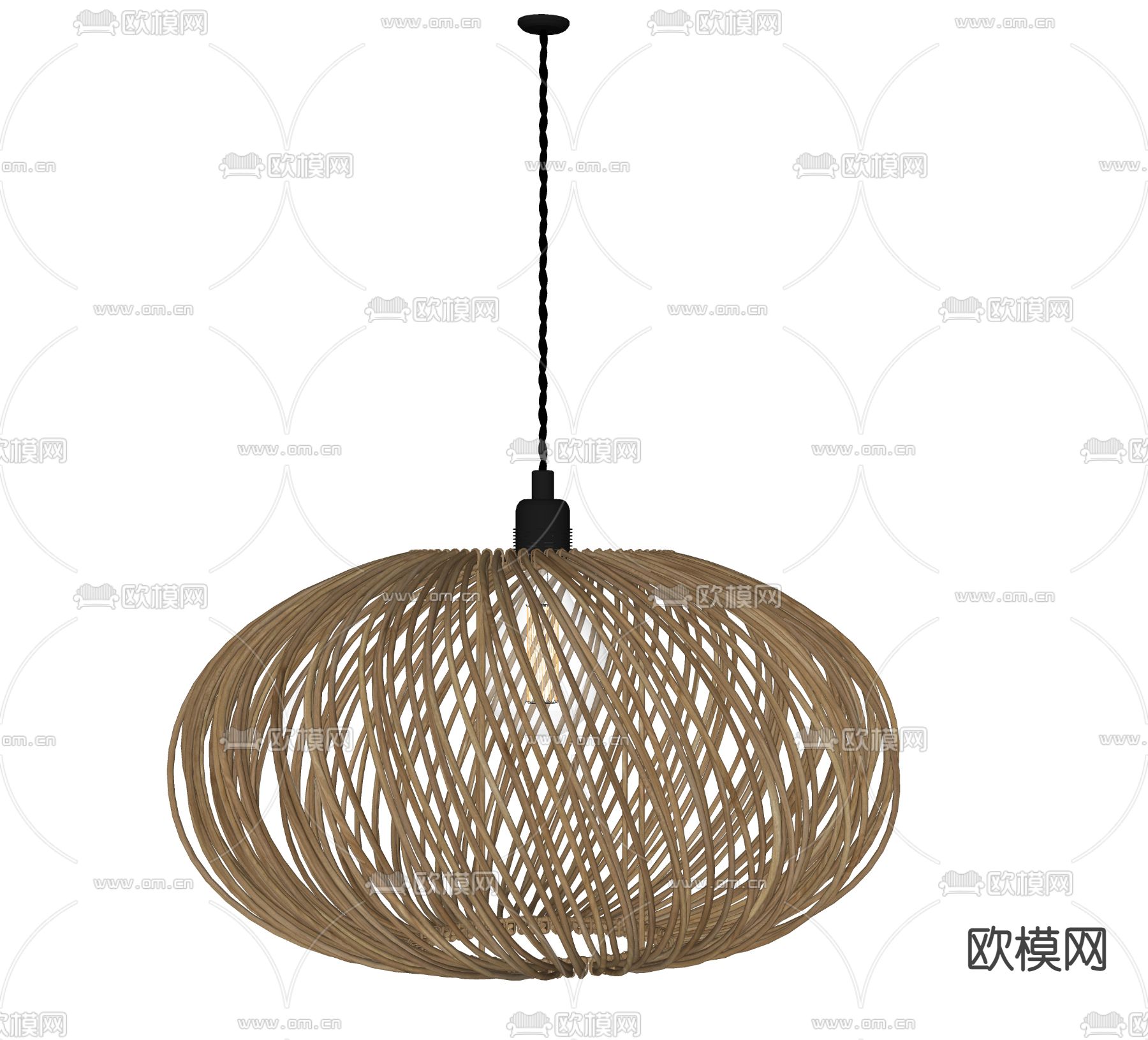 自然风吊灯 竹编吊灯su模型下载（渲染图2）