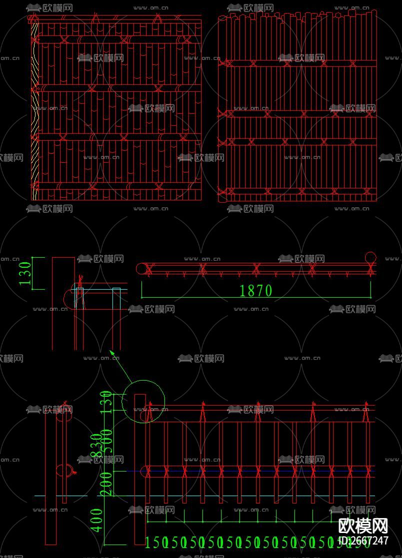 篱笆围栏CAD节点大样下载（渲染图2）