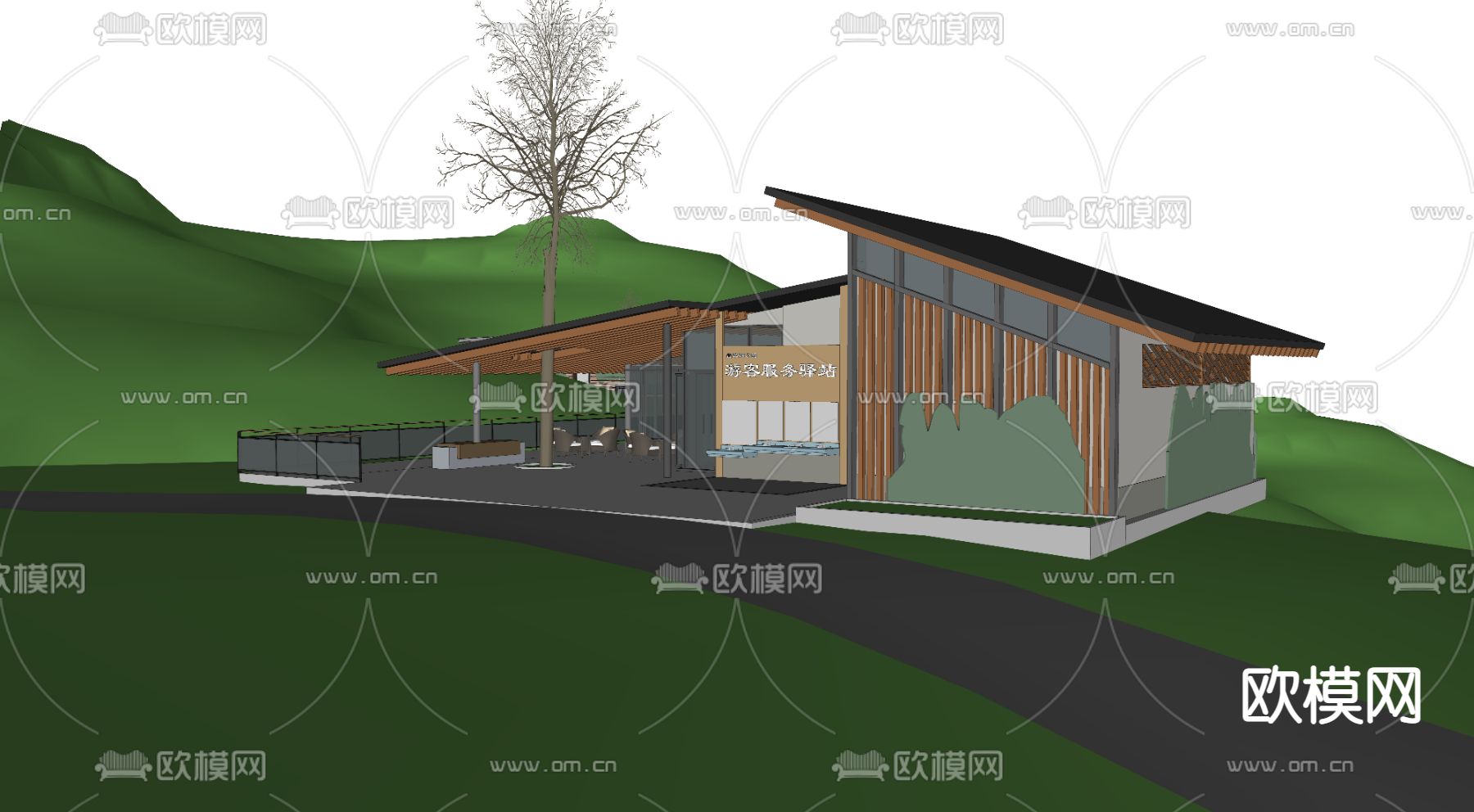 游客驿站 公共厕所su模型下载（渲染图2）