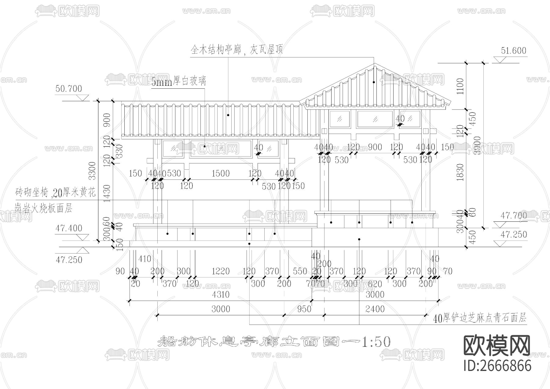廊亭CAD节点大样下载（渲染图3）