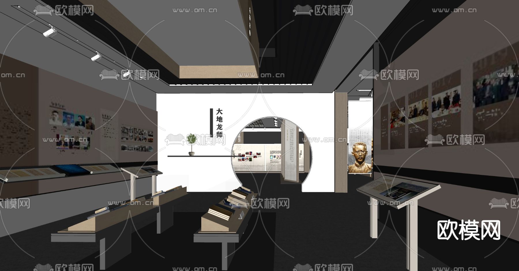新中式校史馆 展馆su模型下载（渲染图4）