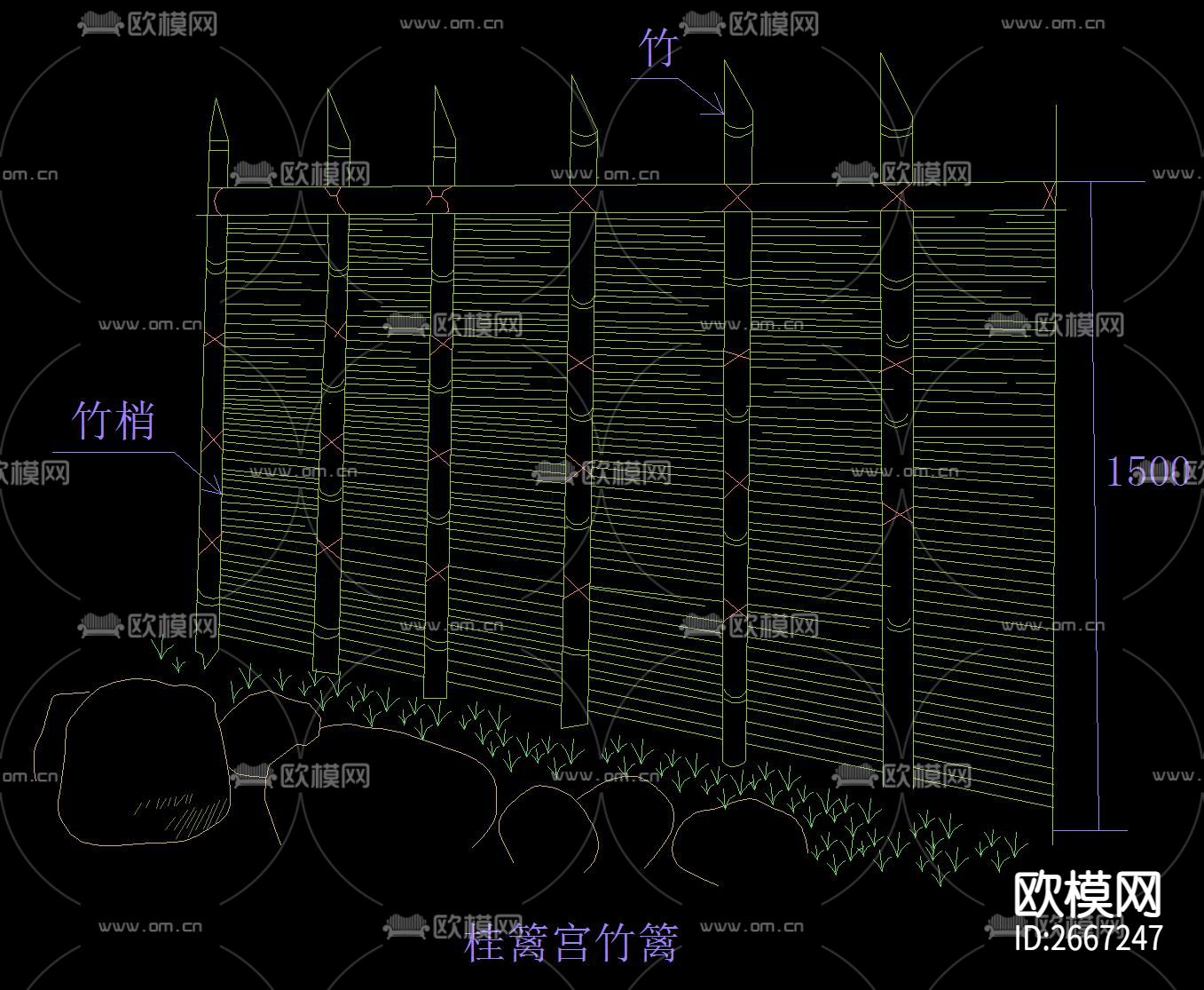 篱笆围栏CAD节点大样下载（渲染图4）