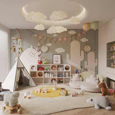  现代儿童玩具房su模型 