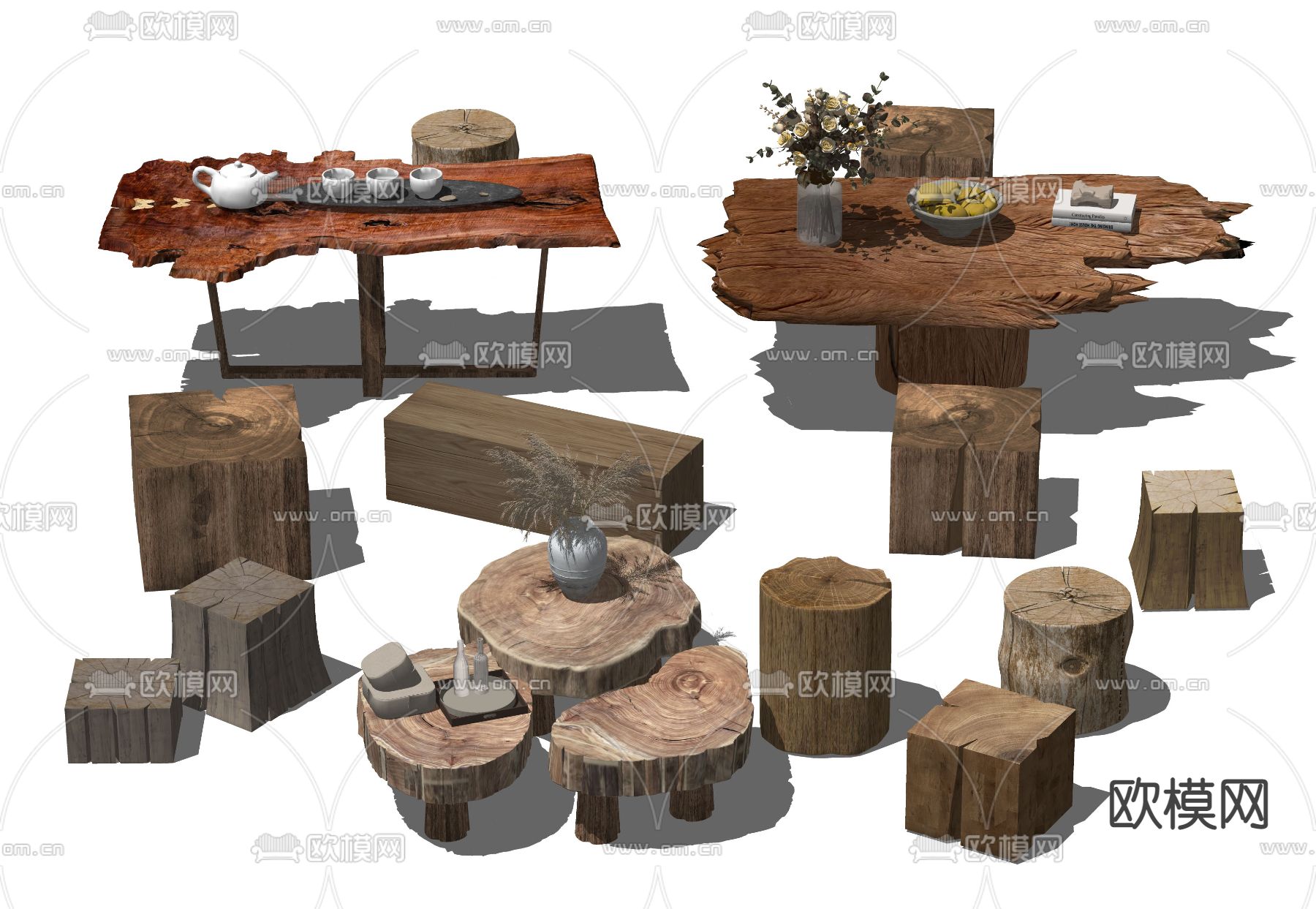 自然风茶几 边几su模型