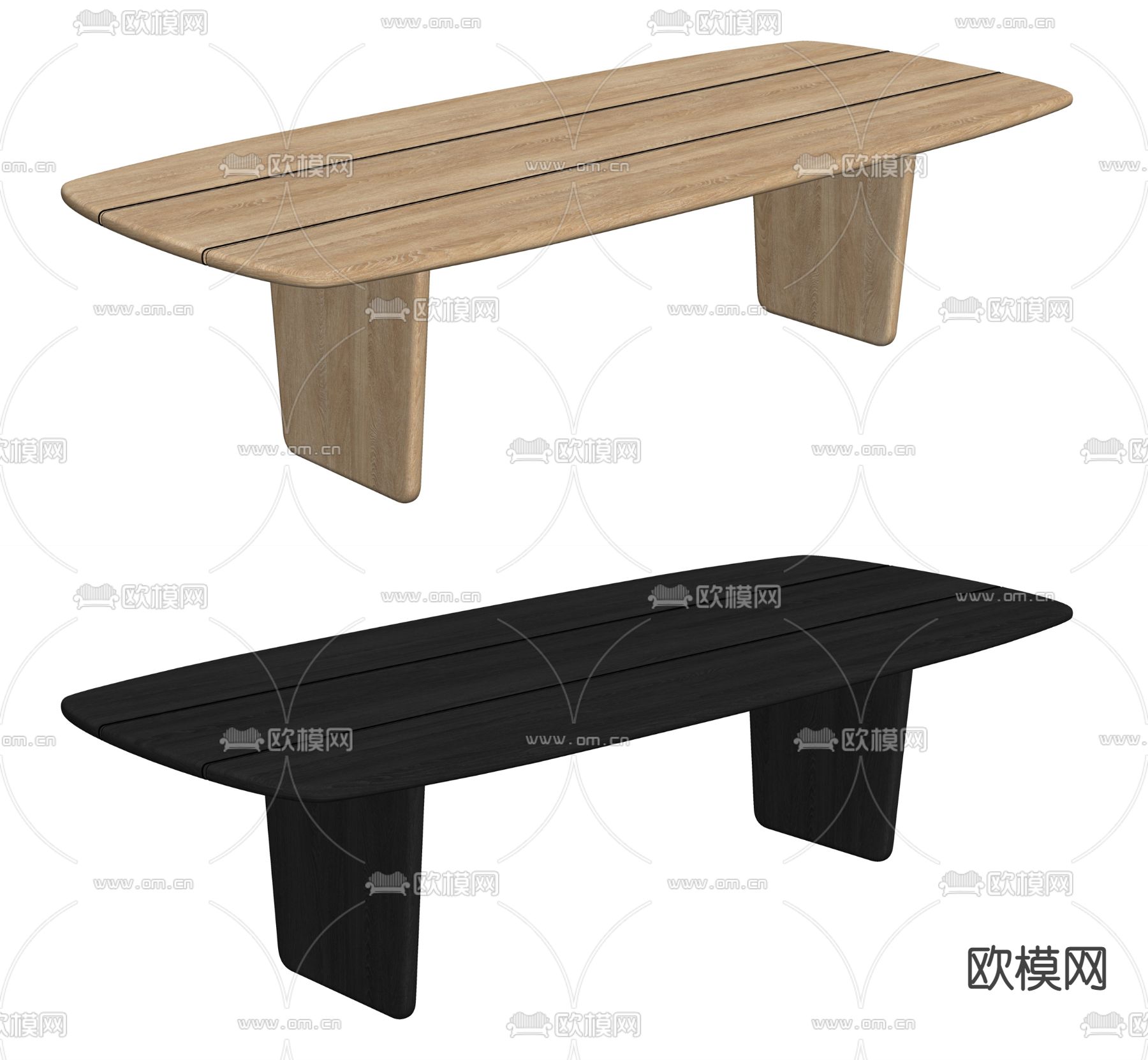 Baxter 木餐桌su模型下载（渲染图2）
