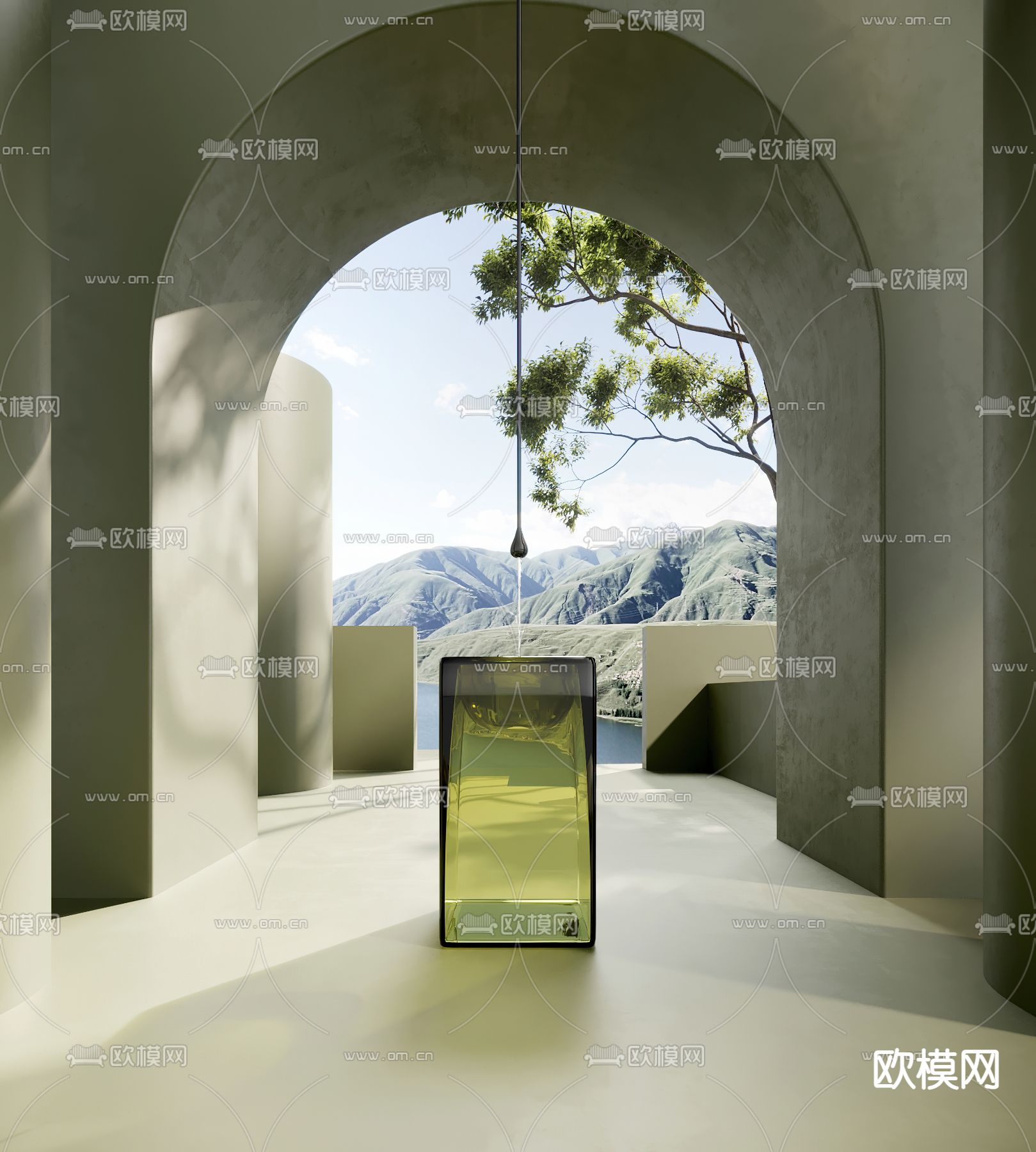 透明洗手台 柱盆3d模型下载