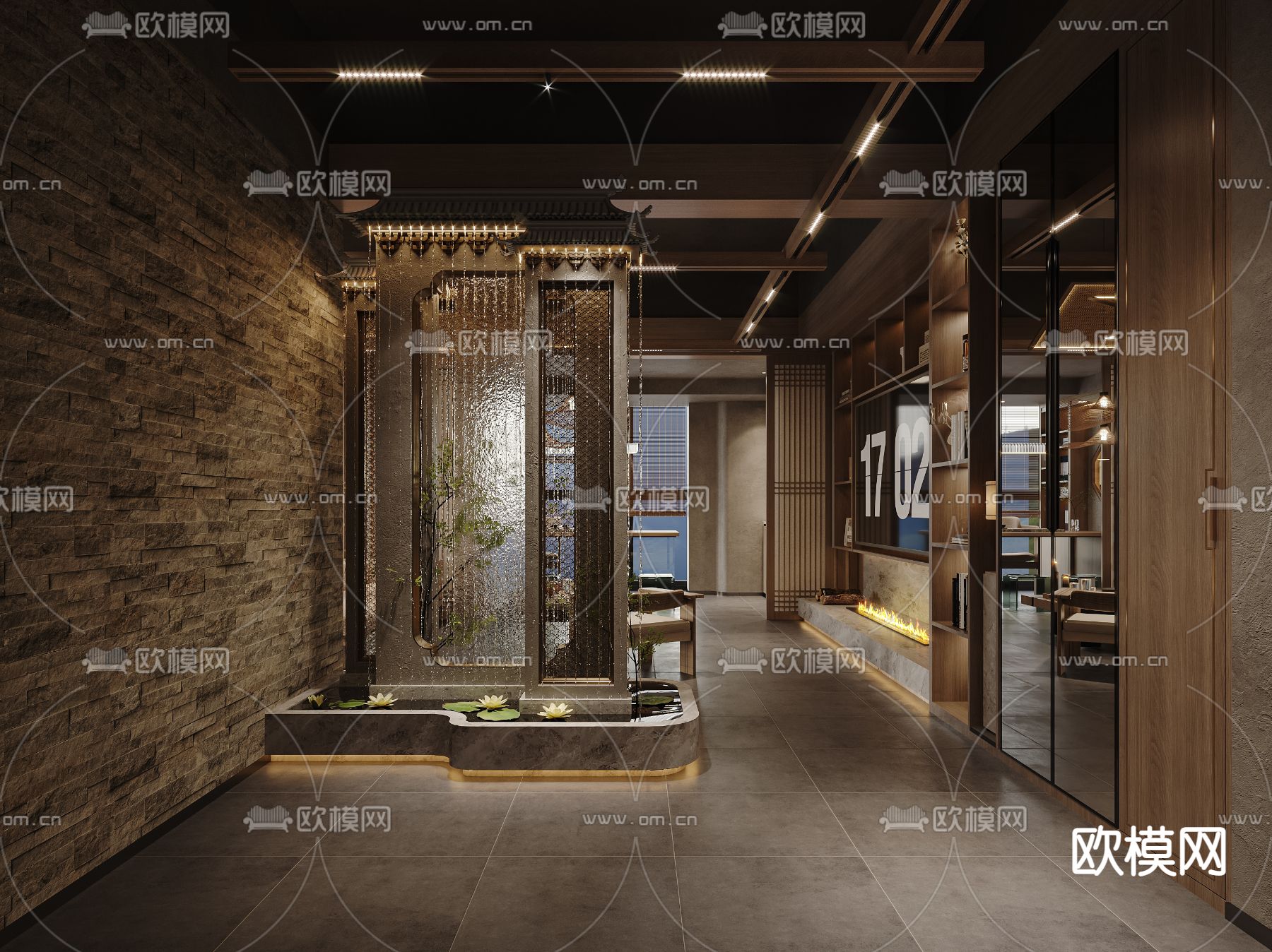 新中式茶楼 会所3d模型下载（渲染图2）