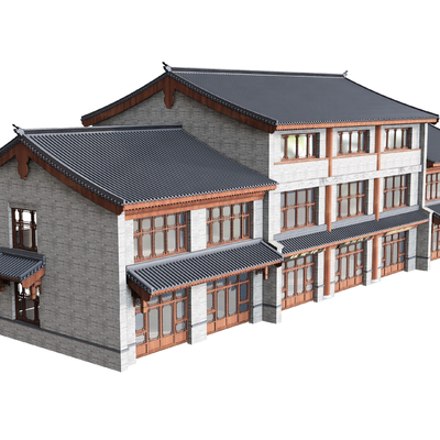  中式古建筑su模型 