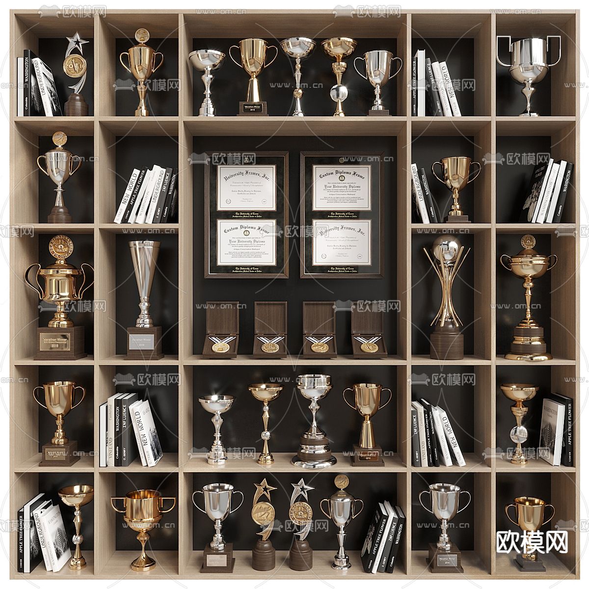 奖杯 奖状 奖牌su模型下载（渲染图1）