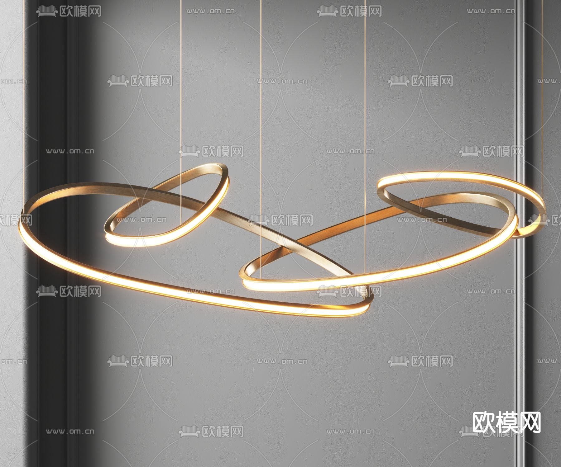 曲线吊灯 大堂吊灯3d模型下载