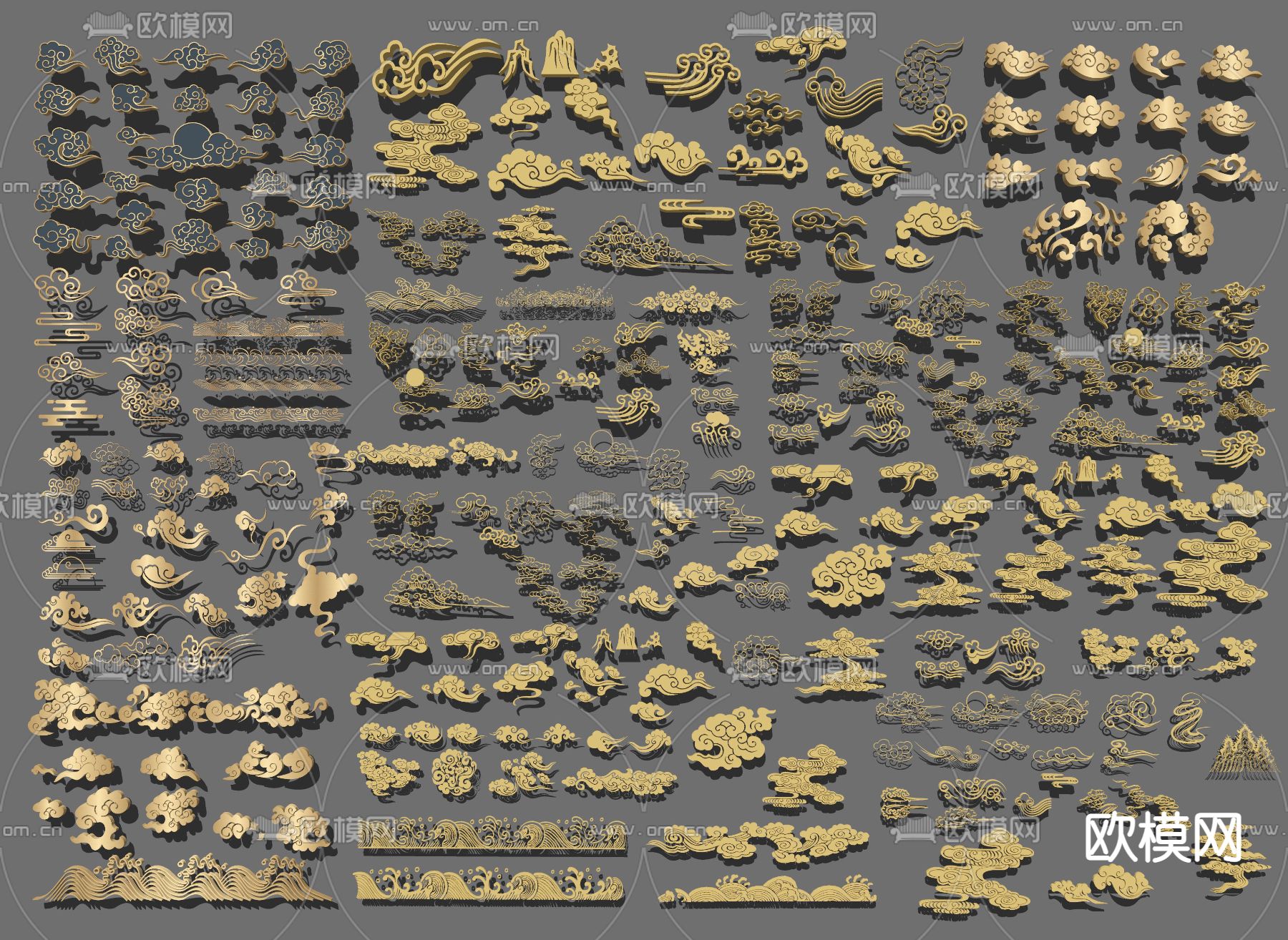 中式祥云雕花su模型下载（渲染图2）
