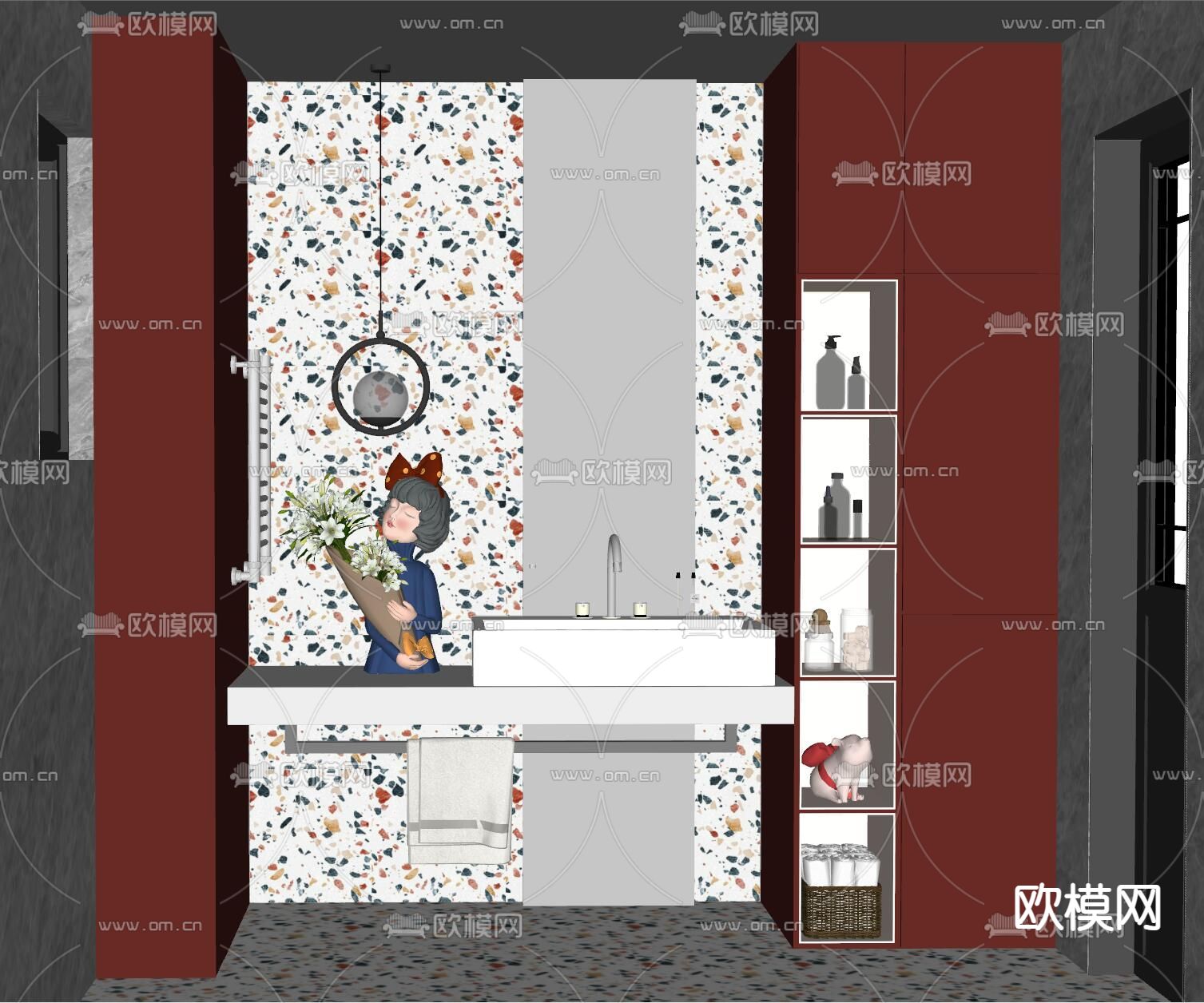 卫生间 浴室 洗手间su模型下载（渲染图2）