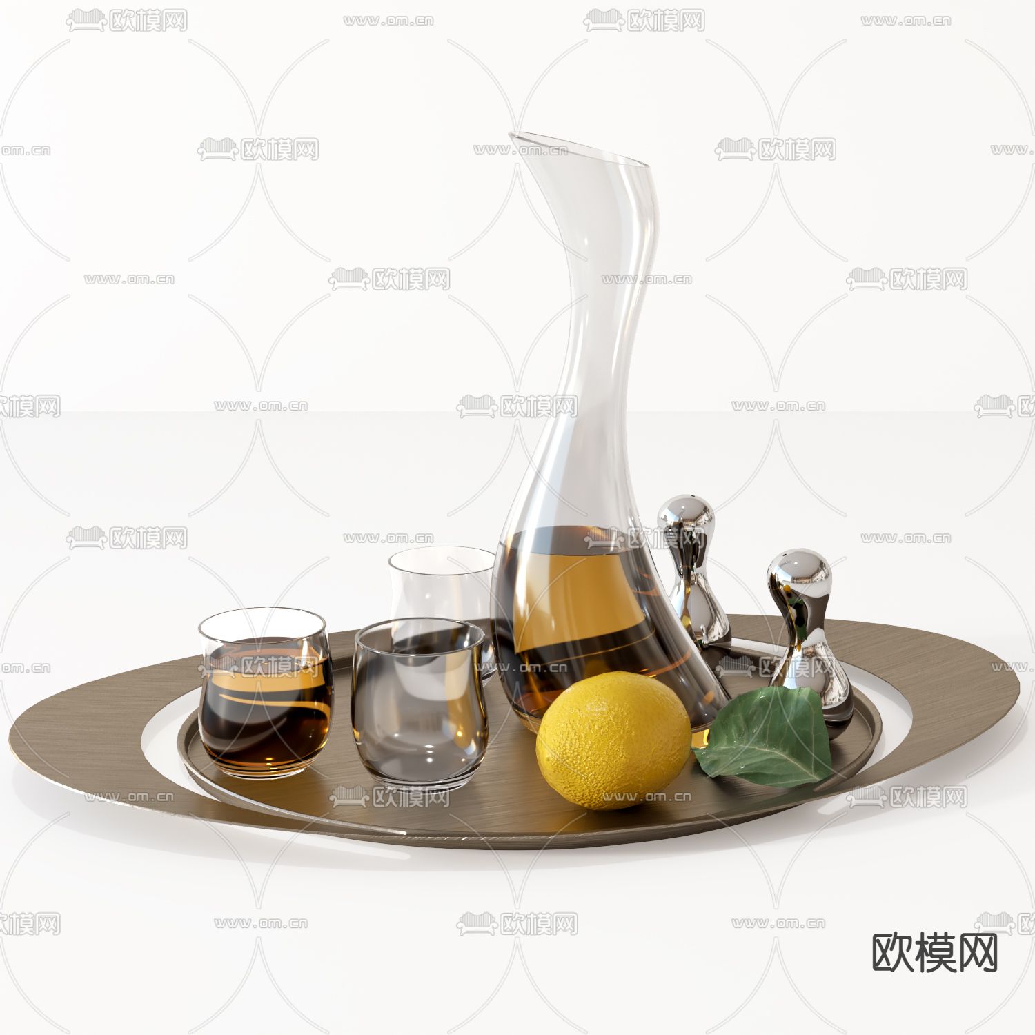 酒瓶 酒杯 水果su模型下载（渲染图1）