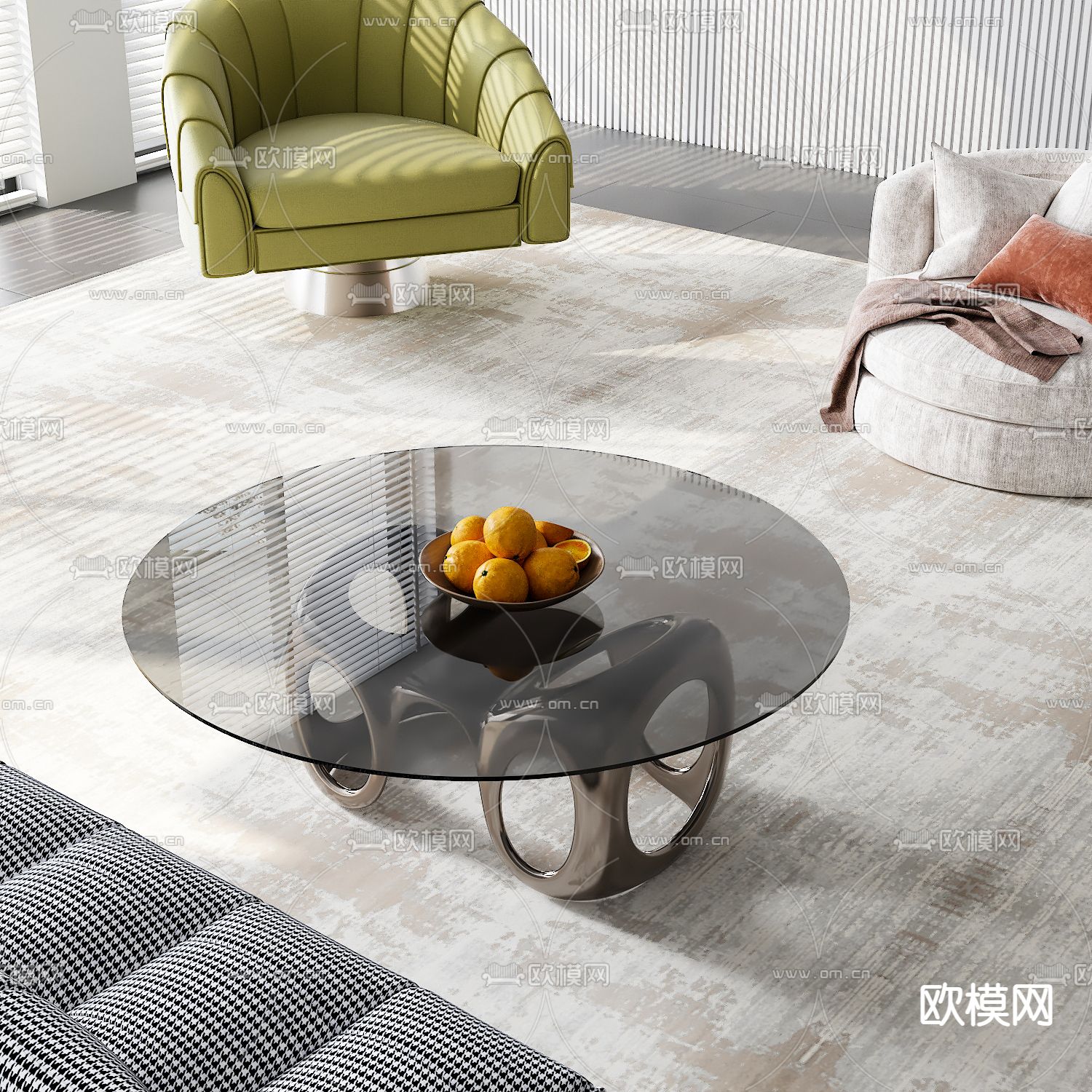 圆形茶几3d模型下载