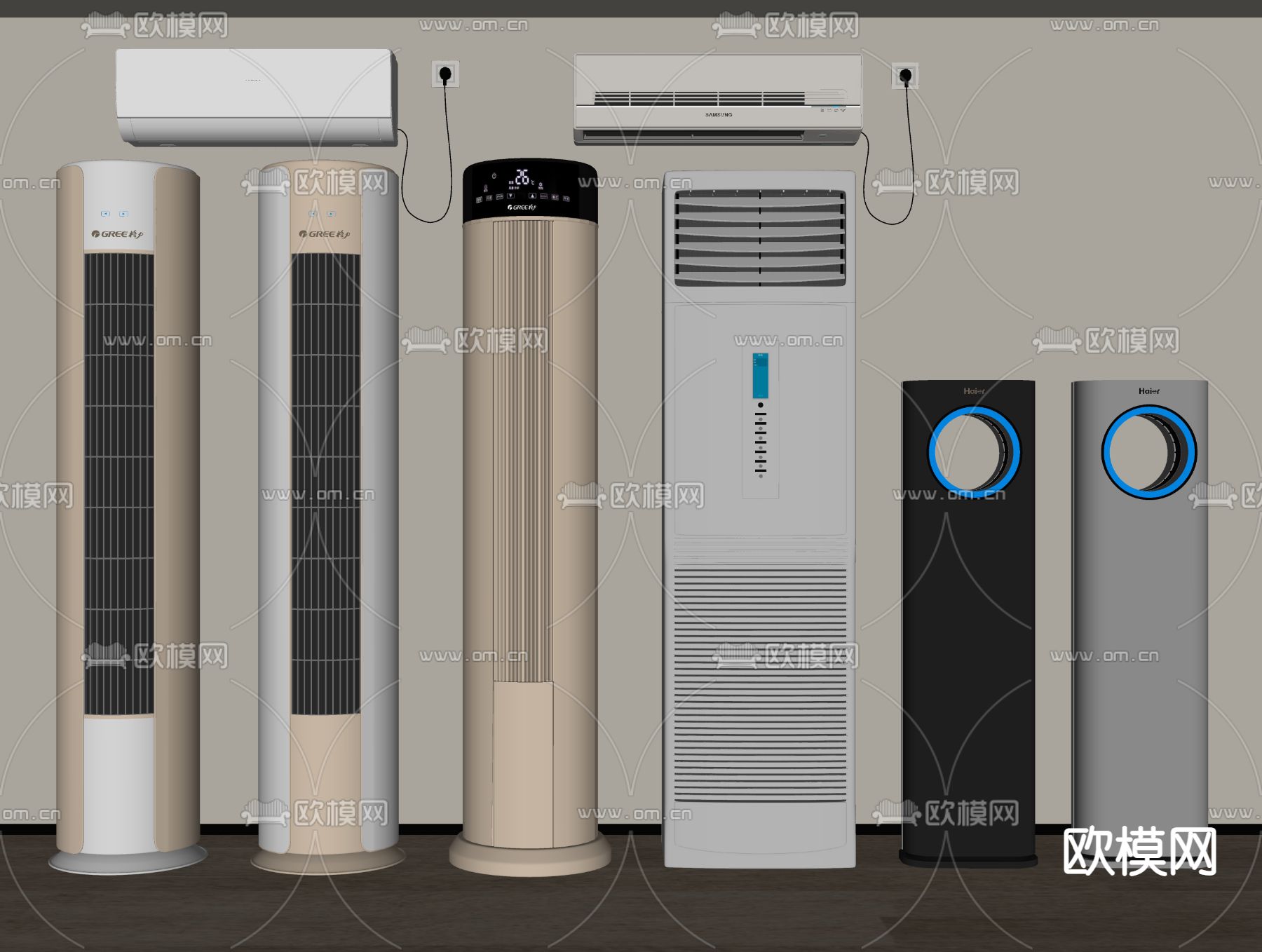 现代空调 空调柜机su模型