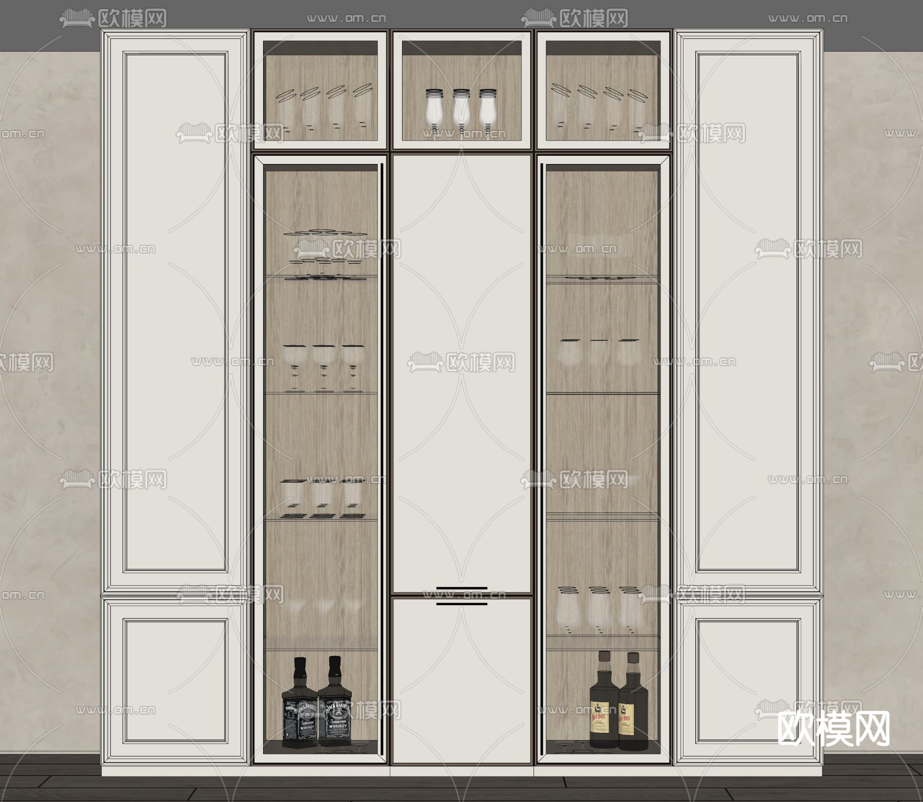 现代酒柜su模型下载（渲染图2）
