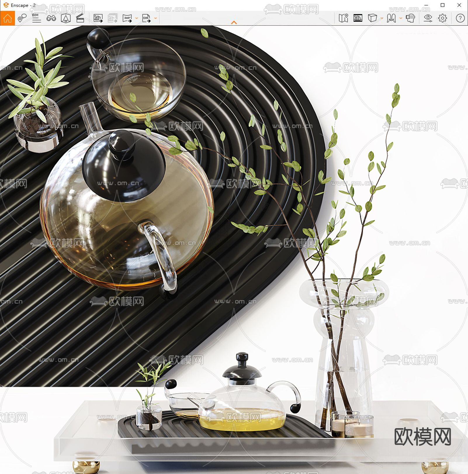 茶具 茶托su模型